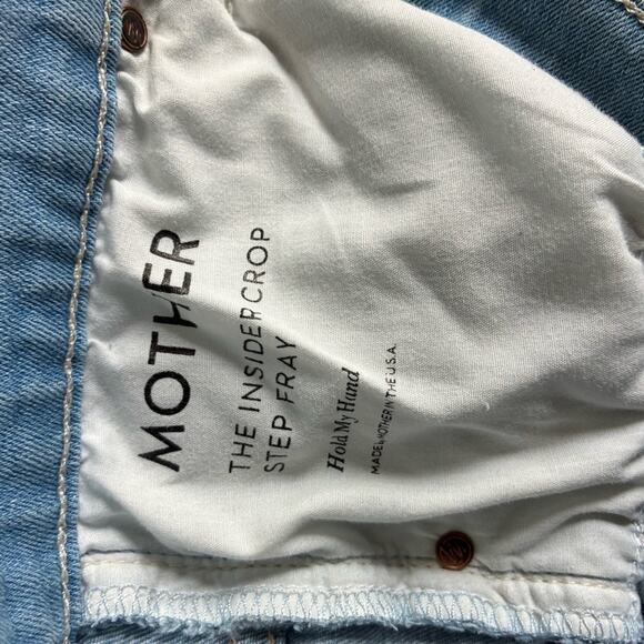 MOTHER The Insider Crop Step Fray Jeans High Rise Denim in Hold My Hand Blue 29 - Picture 7 of 15